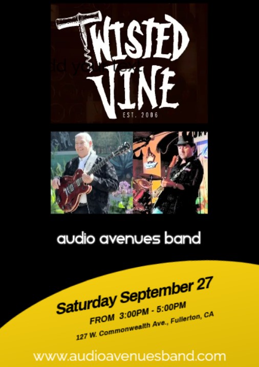 Audio Avenues at Twisted Vine Saturday 3-5